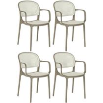 Kit 4 Cadeiras de Jantar Roma Prática com Braços para Sala e Cozinha - Branco/Cinza Escuro Kit 4 Cadeiras de Jantar Roma Prática com Braços para Sala e Cozinha - Branco/Cinza Escuro