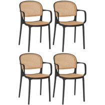 Kit 4 Cadeiras de Jantar Roma Prática com Braços para Sala e Cozinha - Preto Kit 4 Cadeiras de Jantar Roma Prática com Braços para Sala e Cozinha - Preto