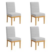 Kit 4 Cadeiras de Jantar Solana Boucle Cinza Base de Madeira - Pallazio
