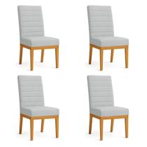 Kit 4 Cadeiras de Jantar Solana Suede Base de Madeira - Pallazio