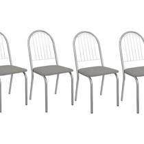 Kit 4 Cadeiras de Metal Noruega Clássico Cromado/Cinza