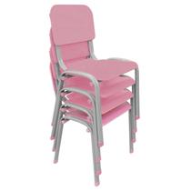 Kit 4 Cadeiras De Plástico Infantil Polipropileno - LG flex - Reforçada Empilhável - Rosa
