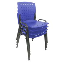 Kit 4 Cadeiras de Plástico Polipropileno LG flex Reforçada Empilhável WP Flex Azul - Lg Flex Cadeiras