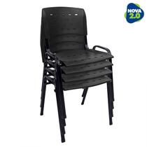 Kit 4 Cadeiras de Plástico Polipropileno LG flex Reforçada Empilhável WP Flex Preta
