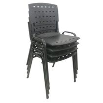 Kit 4 Cadeiras de Plástico Polipropileno LG flex Reforçada Empilhável WP Flex Preta