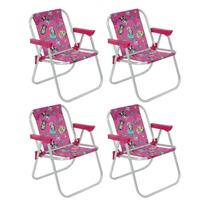 Kit 4 Cadeiras de Praia Dobrável Infantil em Alumínio Barbie Verão Bel