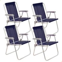 Kit 4 Cadeiras de Praia Tramontina Samoa Alta em Alumínio Azul 92900/006