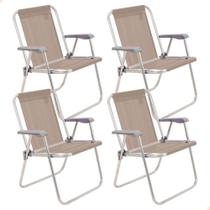 Kit 4 Cadeiras de Praia Tramontina Samoa Alta em Alumínio Camurça 92900/005