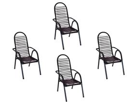 KIT 4 Cadeiras De Varanda Cadeira De Área Cadeira De Fio Colorido - Preta - Tito