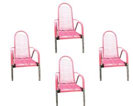 KIT 4 Cadeiras De Varanda Cadeira De Área Cadeira De Fio Colorido - Rosa
