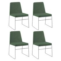 Kit 4 Cadeiras Decorativa Sala de Jantar Anne Linho Verde G17 - Gran Belo