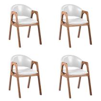 Kit 4 Cadeiras Decorativa Sala de Jantar Luxo Larissa Facto Branco - Mozzelar