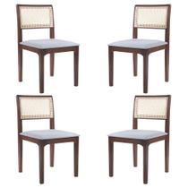 Kit 4 Cadeiras Decorativa Sala de Jantar Nivea Amêndoa G55 - Gran Belo