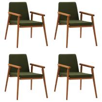 Kit 4 Cadeiras Decorativa Sala de Jantar Sidnei Veludo Verde G17 - Gran Belo