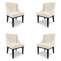 Kit 4 Cadeiras Decorativas Sala de Jantar Base Fixa de Madeira Firenze Linho Bege/Preto G19 - Gran Belo Kit 4 Cadeiras Decorativas Sala de Jantar Base Fixa de Madeira Firenze Linho Bege/Preto G19 - Gran Belo