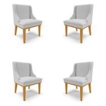 Kit 4 Cadeiras Decorativas Sala de Jantar Base Fixa de Madeira Firenze Linho Cinza/Castanho G19 - Gran Belo Kit 4 Cadeiras Decorativas Sala de Jantar Base Fixa de Madeira Firenze Linho Cinza/Castanho G19 - Gran Belo