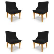 Kit 4 Cadeiras Decorativas Sala de Jantar Base Fixa de Madeira Firenze Linho Preto/Castanho G19 - Gran Belo Kit 4 Cadeiras Decorativas Sala de Jantar Base Fixa de Madeira Firenze Linho Preto/Castanho G19 - Gran Belo