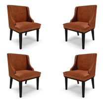 Kit 4 Cadeiras Decorativas Sala de Jantar Base Fixa de Madeira Firenze PU Nozes/Preto G19 - Gran Belo Kit 4 Cadeiras Decorativas Sala de Jantar Base Fixa de Madeira Firenze PU Nozes/Preto G19 - Gran Belo