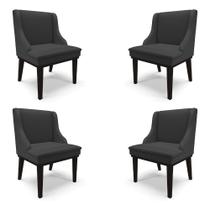 Kit 4 Cadeiras Decorativas Sala de Jantar Base Fixa de Madeira Firenze PU Preto Fosco G19 - Gran Belo Kit 4 Cadeiras Decorativas Sala de Jantar Base Fixa de Madeira Firenze PU Preto Fosco G19 - Gran Belo