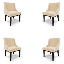 Kit 4 Cadeiras Decorativas Sala de Jantar Base Fixa de Madeira Firenze Suede Bege/Preto G19 - Gran Belo Kit 4 Cadeiras Decorativas Sala de Jantar Base Fixa de Madeira Firenze Suede Bege/Preto G19 - Gran Belo
