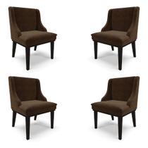 Kit 4 Cadeiras Decorativas Sala de Jantar Base Fixa de Madeira Firenze Suede Marrom/Preto G19 - Gran Belo Kit 4 Cadeiras Decorativas Sala de Jantar Base Fixa de Madeira Firenze Suede Marrom/Preto G19 - Gran Belo