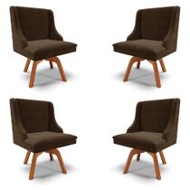 Kit 4 Cadeiras Decorativas Sala de Jantar Base Giratória de Madeira Firenze Suede Marrom/Natural G19 - Gran Belo Kit 4 Cadeiras Decorativas Sala de Jantar Base Giratória de Madeira Firenze Suede Marrom/Natural G19 - Gran Belo