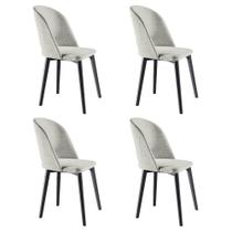 Kit 4 Cadeiras Decorativas Sala de Jantar Madeira Maciça Hadassa Linho Bege/Ébano G13 - Gran Belo Kit 4 Cadeiras Decorativas Sala de Jantar Madeira Maciça Hadassa Linho Bege/Ébano G13 - Gran Belo
