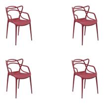 Kit 4 Cadeiras Decorativas Sala e Cozinha Feliti (PP) Cereja G56 - Gran Belo