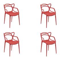 Kit 4 Cadeiras Decorativas Sala e Cozinha Feliti (PP) Vermelha G56 - Gran Belo