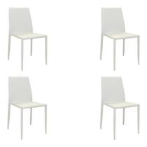 Kit 4 Cadeiras Decorativas Sala e Cozinha Karma PVC Branca - Gran Belo