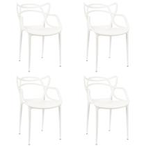 Kit 4 Cadeiras Design Allegra Sala Jantar Cozinha Cor Branca Empilhavel Durável Exterior Interior Garden Life