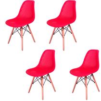 Kit 4 Cadeiras Design Charles Eames Eiffel Furadinha