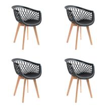Kit 4 Cadeiras Design Eames Wood Web Preta