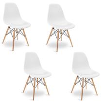 Kit 4 Cadeiras Design Eiffel Eames Wood Jantar Branca