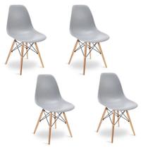 Kit 4 Cadeiras Design Eiffel Eames Wood Jantar Cinza