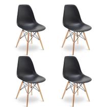 Kit 4 Cadeiras Design Eiffel Eames Wood Jantar Preta - SF. Home