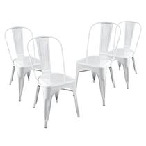 Kit 4 Cadeiras Design Tolix Iron Ind. Aço Metal Branca