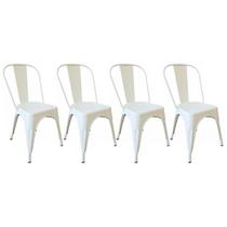 KIT 4 Cadeiras Design Tolix Metal Pelegrin PEL-1518 Cor Branca