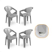 Kit 4 Cadeiras Diamond JR Plásticos Design Moderno para Ambientes Internos Externo