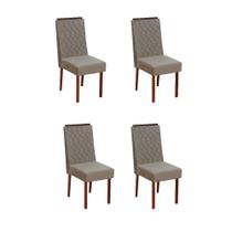 Kit 4 Cadeiras Diana com Aplique - Estofado com espuma D26 e Madeira