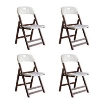 Kit 4 Cadeiras Dobráveis Elegance Imbuia Polipropileno Varanda Área Gourmet Design Moderno - Branco