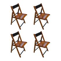Kit 4 Cadeiras Dobraveis em Madeira Robusta Black - Castanho - Móveis Guará