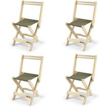 Kit 4 Cadeiras Dobráveis Madeira Maciça Sereno