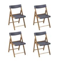 Kit 4 Cadeiras Dobráveis Potenza Grafite em Madeira Teca com Acabamento Natural Tramontina 13797/992