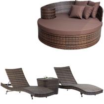 Kit 4 Cadeiras e Mesa Adaptada 2 Espreguiçadeiras Bona e Mesa + Chaise Meia Lua Trama Original Kit 4 Cadeiras e Mesa Adaptada 2 Espreguiçadeiras Bona e Mesa + Chaise Meia Lua Trama Original