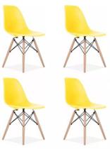 Kit 4 Cadeiras Eames Amarela com Pés de Madeira Decorativas Eiffel Charles