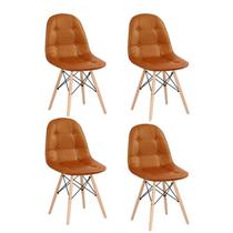 Kit 4 Cadeiras Eames Botonê Estofada material sintético Colorida