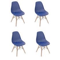 Kit 4 Cadeiras Eames Design Colméia Eloisa Azul Escuro