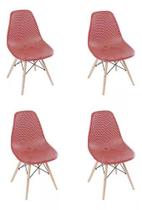Kit 4 Cadeiras Eames Design Colméia Eloisa Vinho - Homelandia