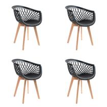 Kit 4 Cadeiras Eames Design Wood Web Preta